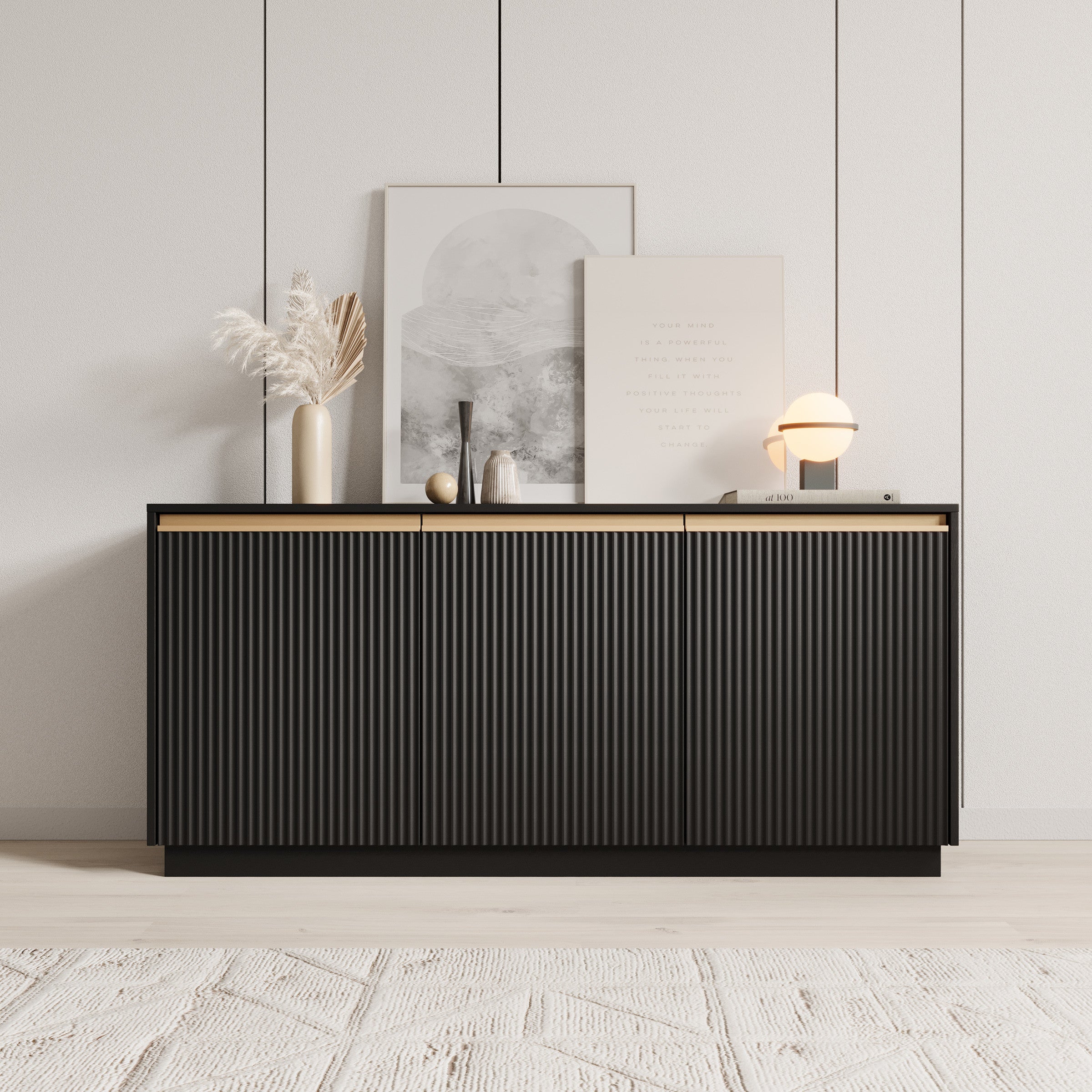 Remy - Dressoir - Zwart - 153x39x72 cm