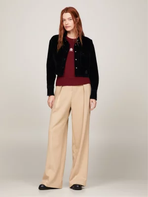 Camisa cropped de veludo jeans Crest