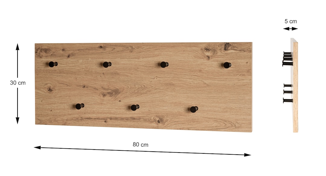Wandgarderobe 80 x 30 cm Eiche-Dekor/schwarz