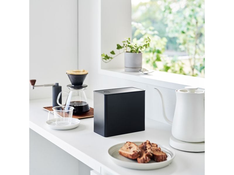 Yamazaki Vorratsdose Tower 1.6 l, Schwarz Luftdichte Kaffeedose