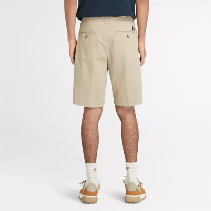 Short chino en sergé extensible pour homme en beige