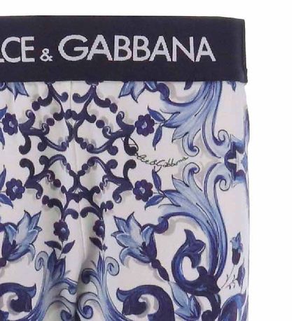Dolce & Gabbana Leggings - Blå Mediterraneo - Hvid m. Bl?