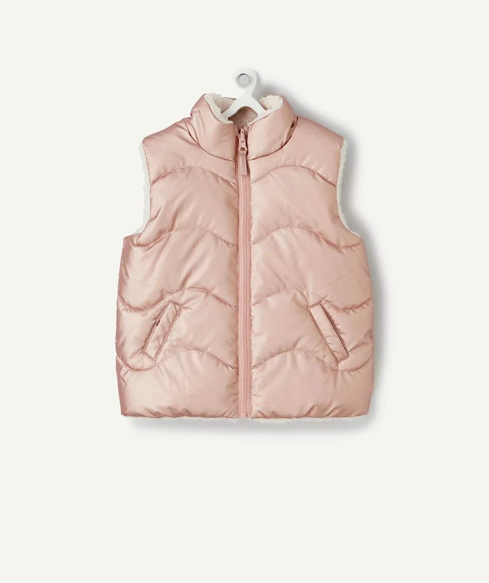 DOUDOUNE RÉVERSIBLE BÉBÉ FILLE ROSE ET SHERPA