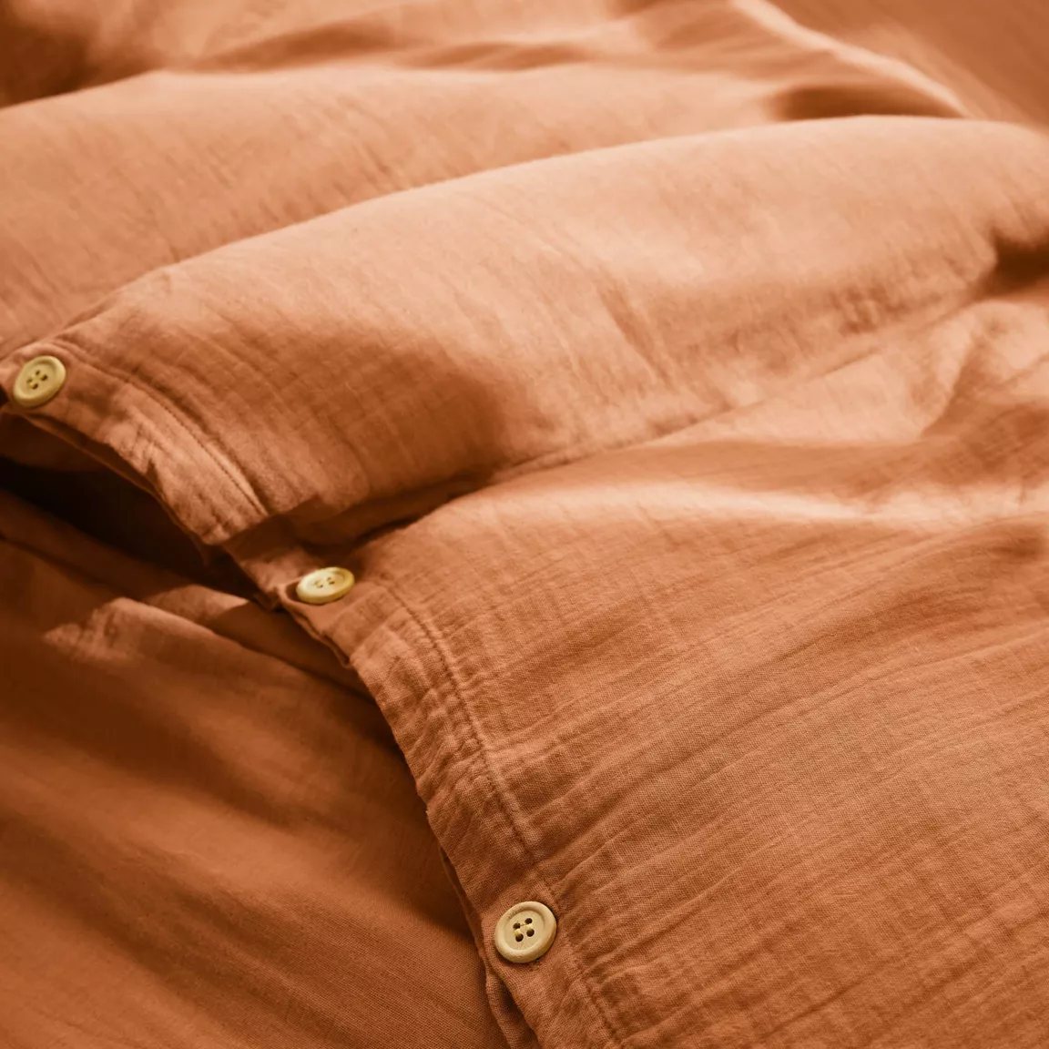 Housse de couette gaze de coton (280 x 240 cm) Gaïa Abricot