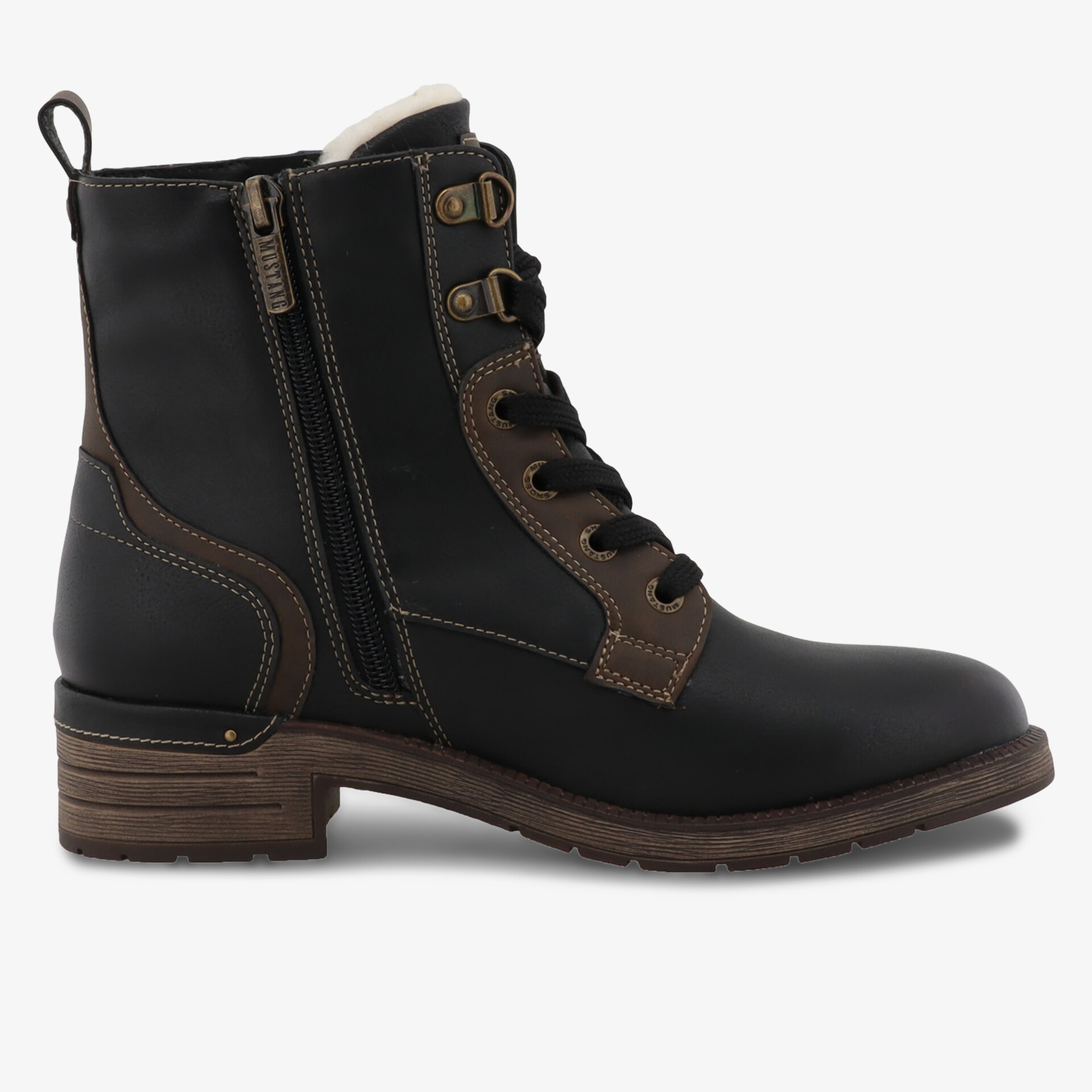MUSTANG Damen Schnürstiefeletten schwarz