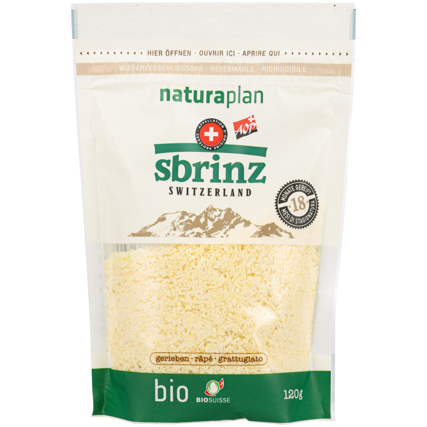 Naturaplan Bio Sbrinz Reibkäse