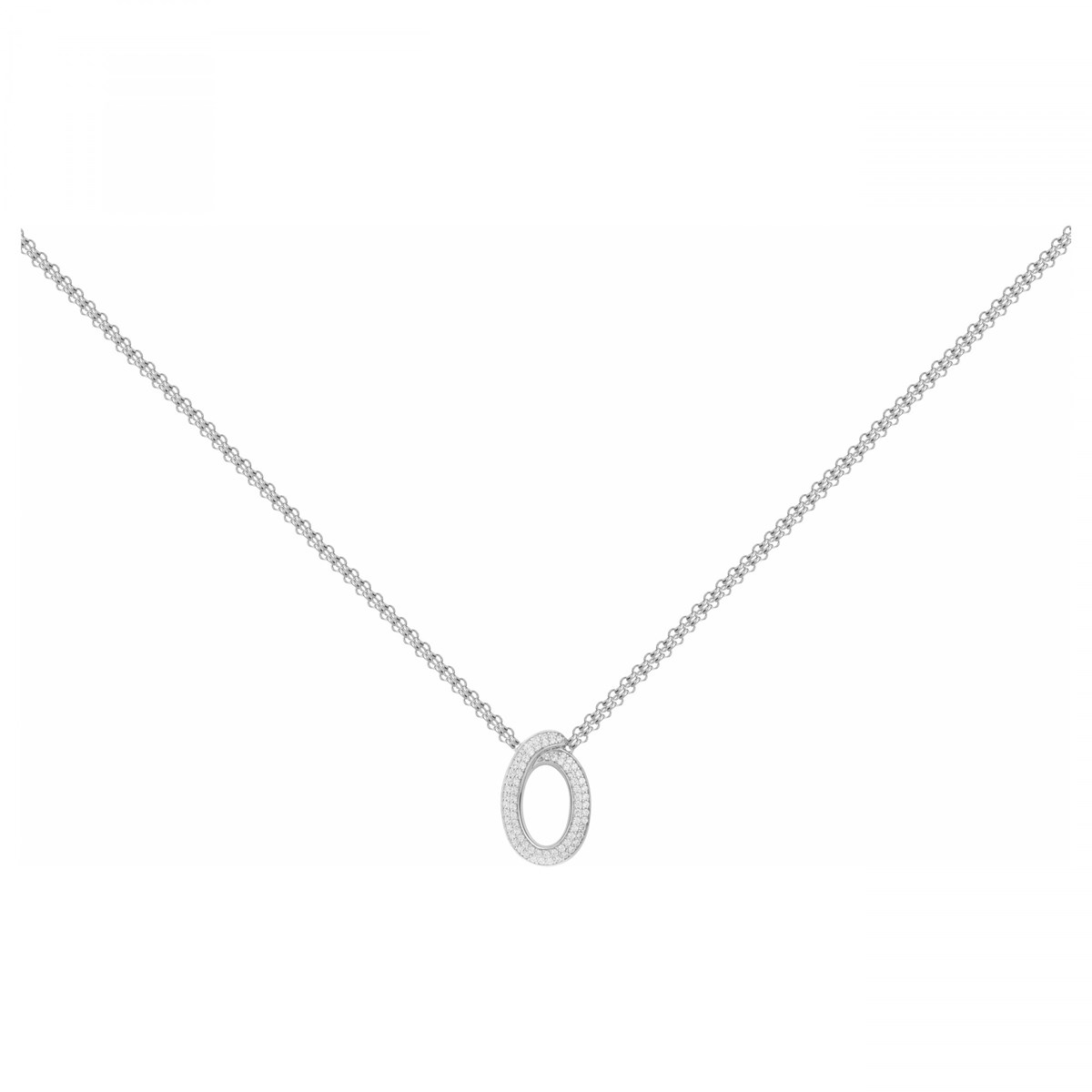 Collier mono-motif en Argent avec oxyde de zirconium blanc