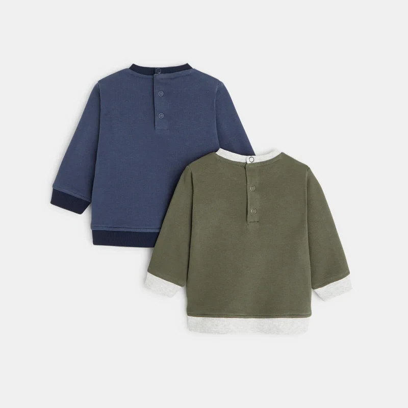 Sweat maille molleton uni bleu bébé garçon Bleu