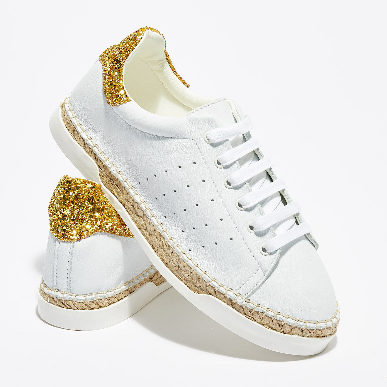 Canal Saint Martin Baskets espadrilles en Cuir Lancry Glitter blanc/doré