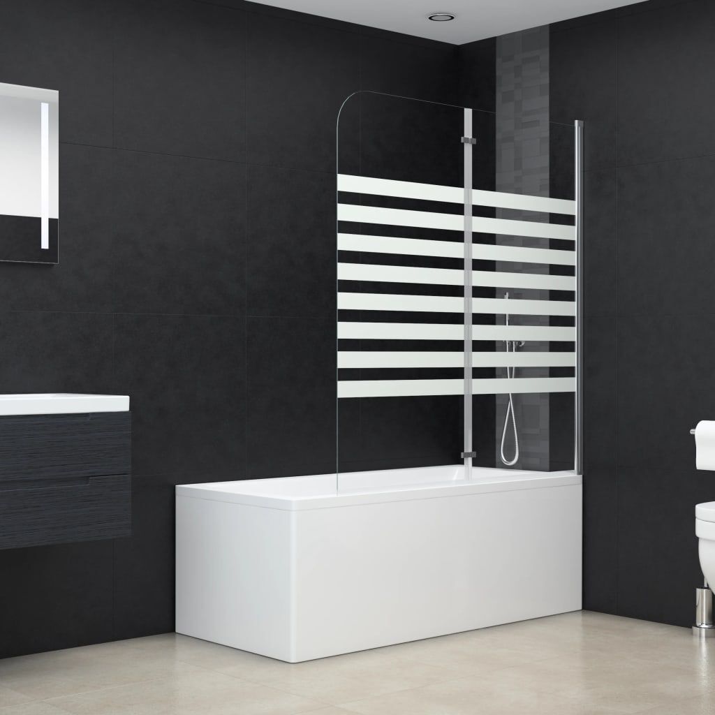 vidaXL Badscherm 120 x 140 cm gehard glas gestreept