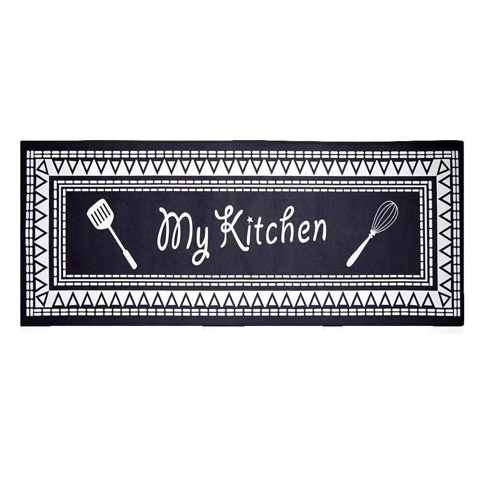 Tapis de cuisine My Kitchen noir et blanc 50x120cm