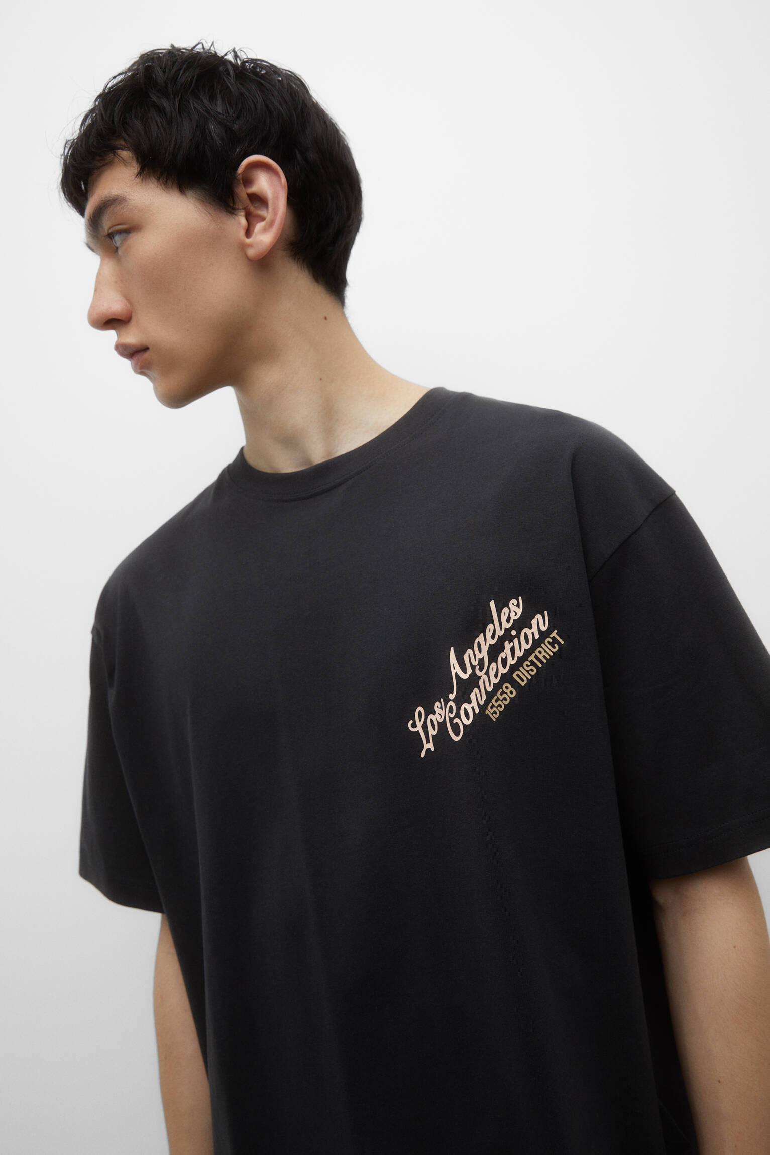 CAMISETA DE MANGA CURTA ESTAMPADA - CINZA ANTRACITE