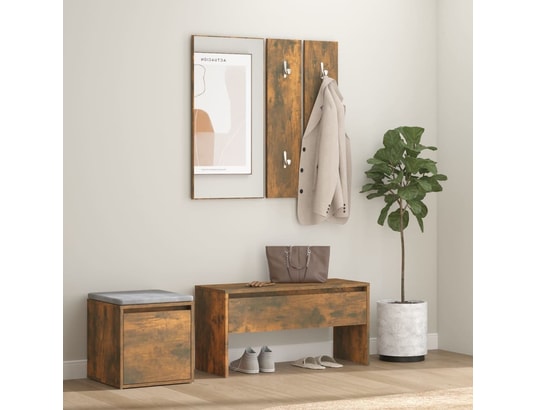VIDAXL - Armoire Ensemble de meubles de couloir chêne fumé bois d'ingénierie