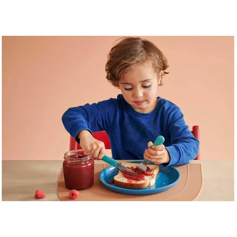 Mepal Kinderteller mit Besteck Mio ø 22 cm pink