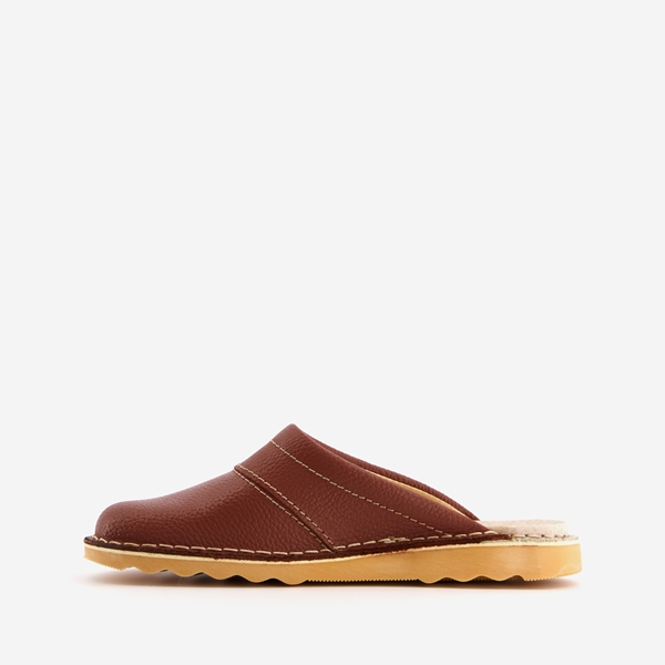 Natuform leren heren pantoffels