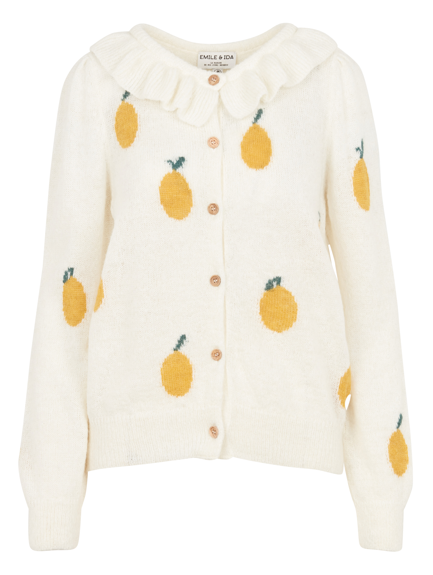Gilet col rond en laine mélangé | Blanc