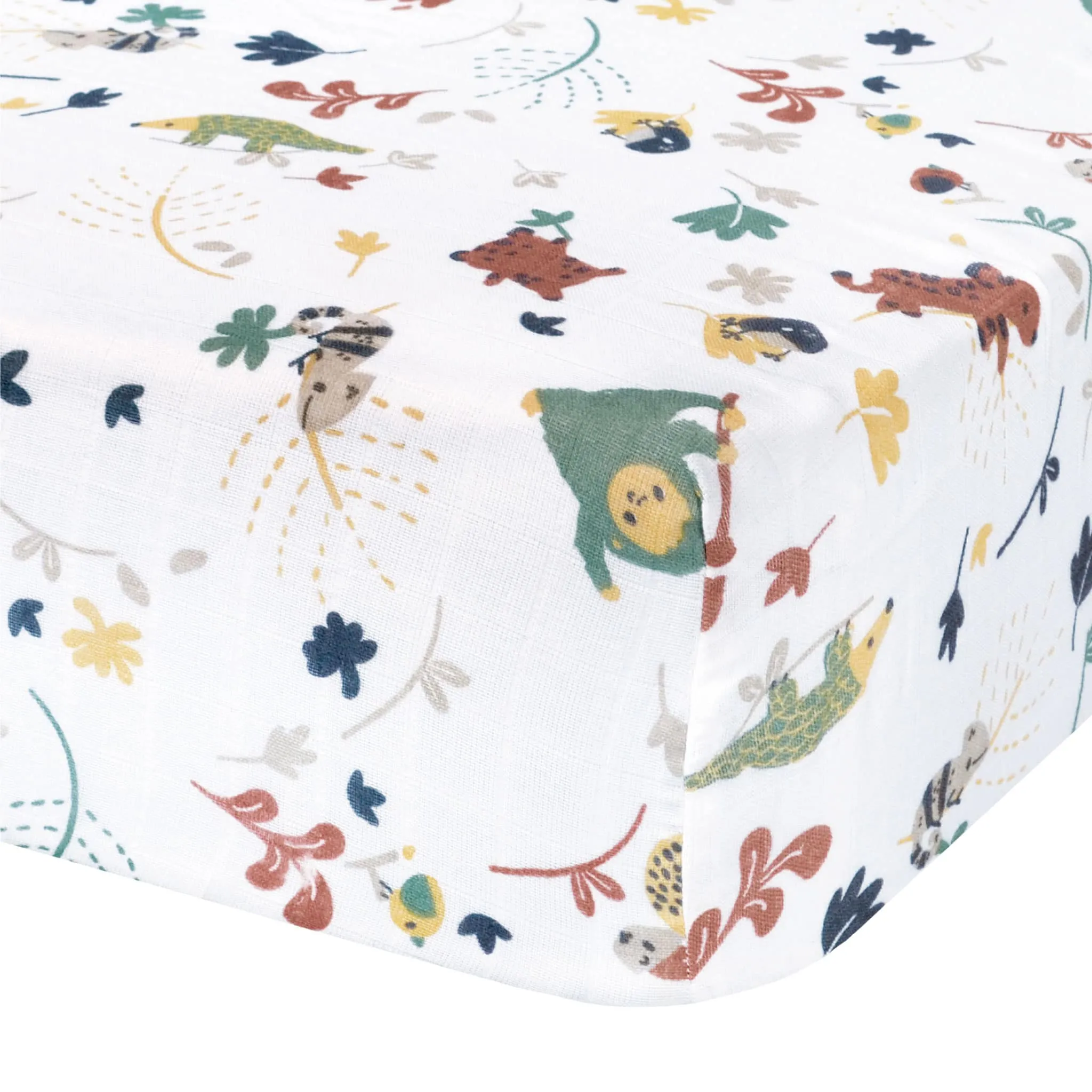 Perlimpinpin Drap Contour pour Lit de Bébé - Mousseline Vert