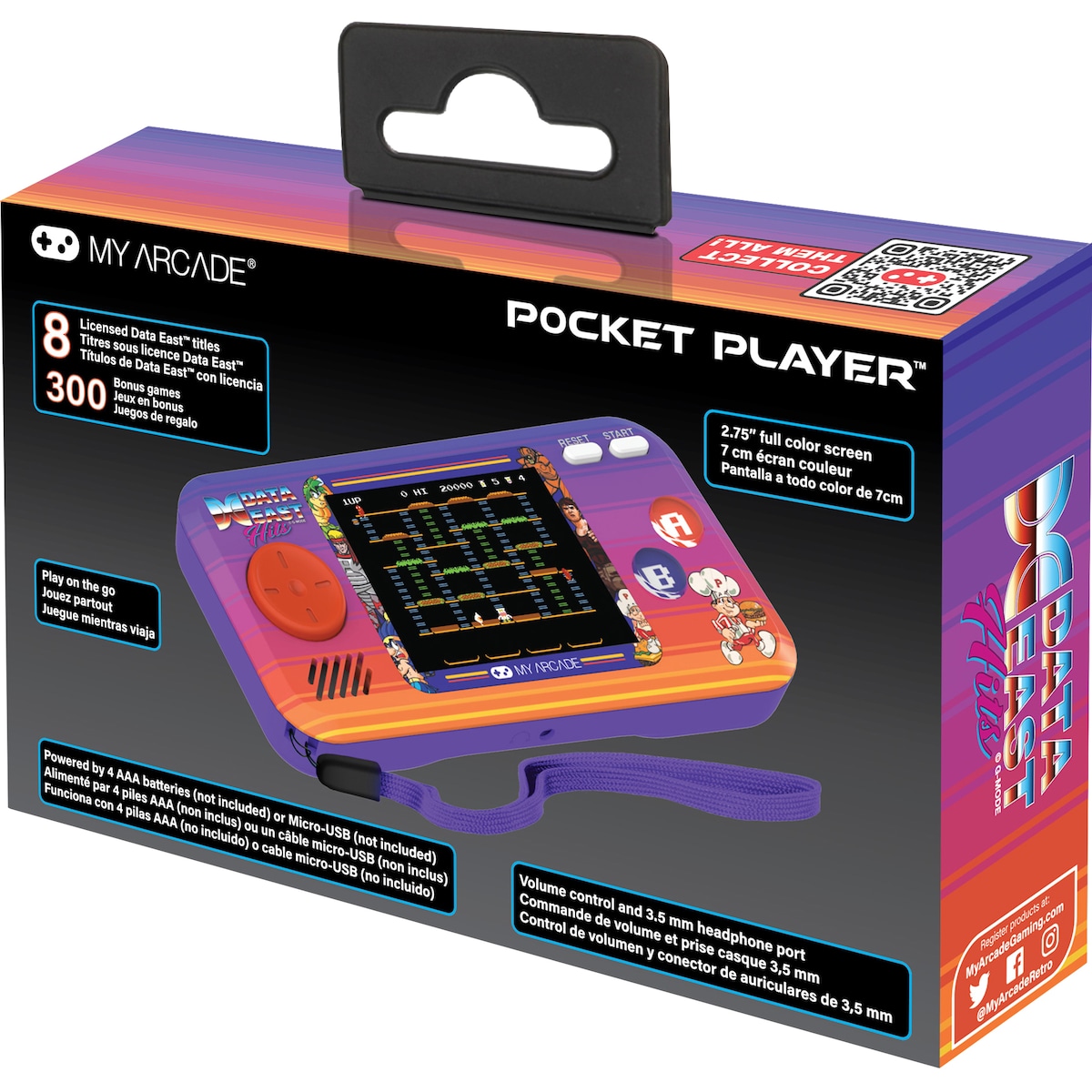 My Arcade Pocket Player Data East Hits håndholdt konsoll