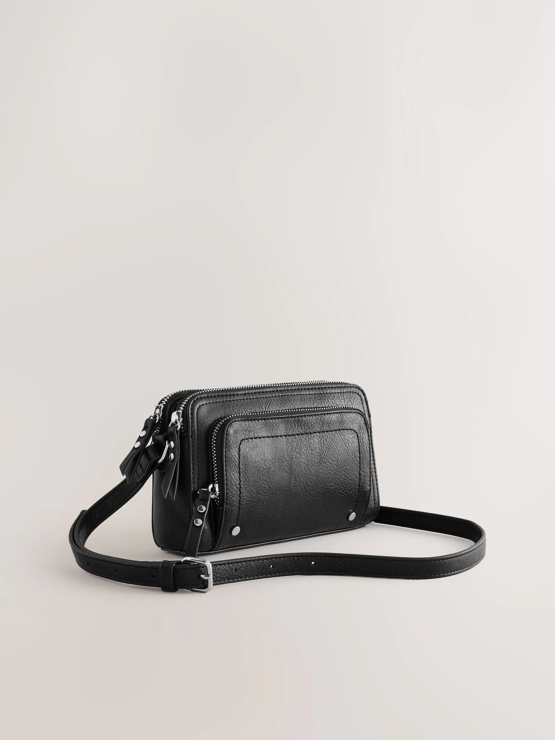 Zwart - Crossbodytas met dubbele rits
