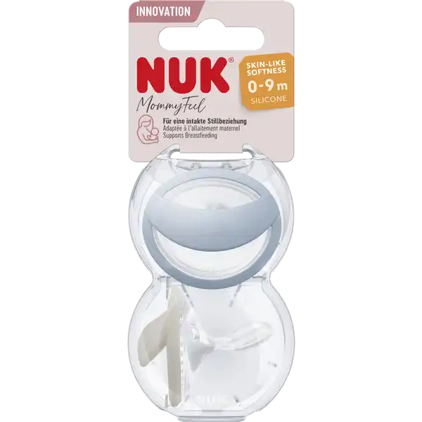MommyFeel Silikon-Schnuller, 0-9 Monate, blau & grau