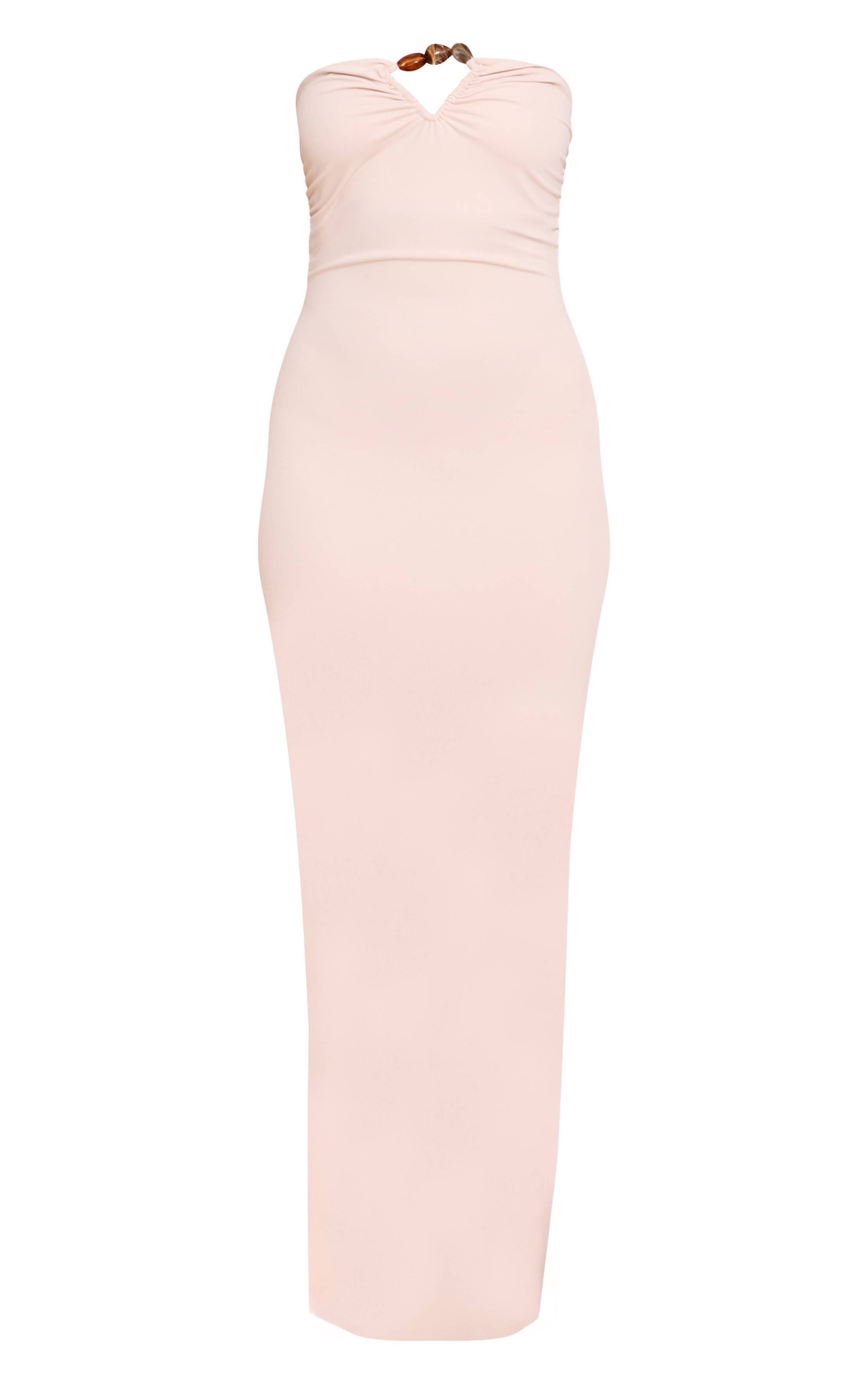 Crème Robe Midaxi À Détails De Finitions Toucher Doux