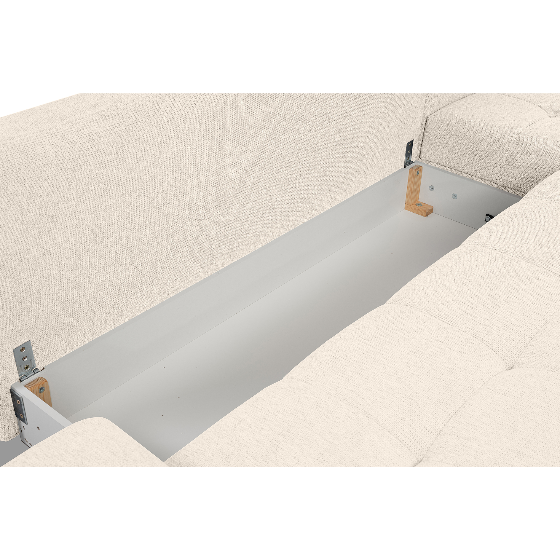 Ecksofa - beige - Liegefunktion und Staukasten - Longchair rechts