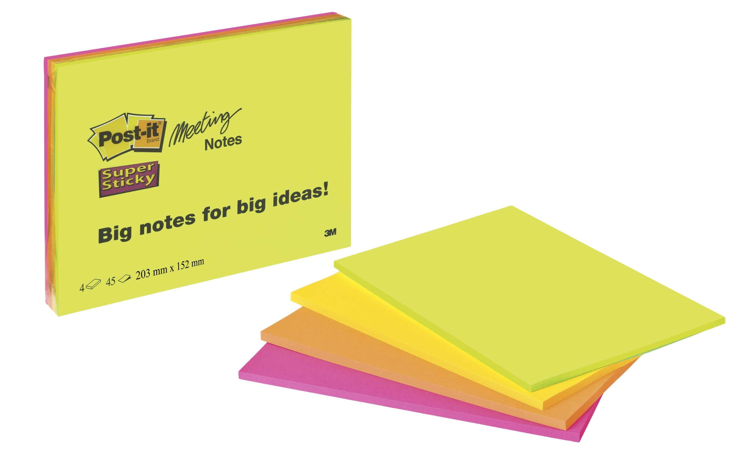 Notizzettel Post-it Super Sticky 14,9 x 20 cm FarbigPost-it Super Sticky Haftnotizen Grossformat