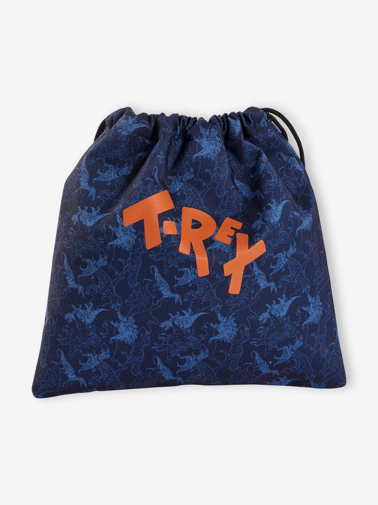 Lancheira T-Rex com estampa de dinossauros, azul-escura, para meninos
