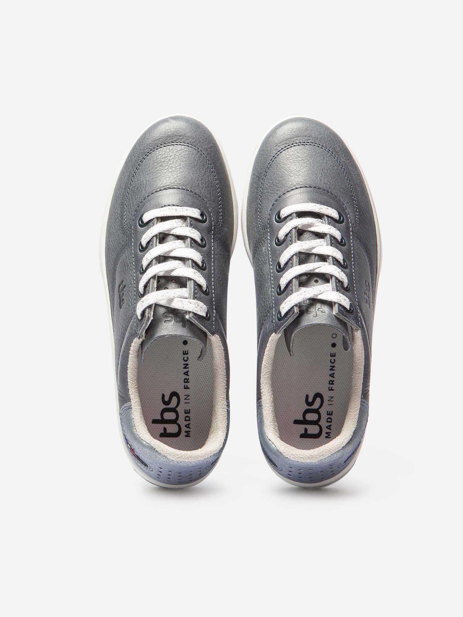 Baskets Femme Fabriquées en France Cuir Gris