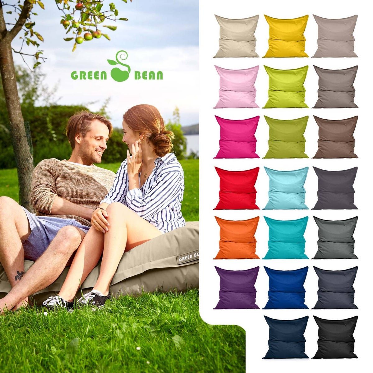 Groene Bonen Zitzak 120x160cm 270 Liter Kinderen & Volwassenen Zitzak EPS Kralenvulling Reuze Zitzak Grote Buitenligstoel Kussen Wasbaar Weerbestendig Ligstoel Zitkussen Vloerkussen Crème