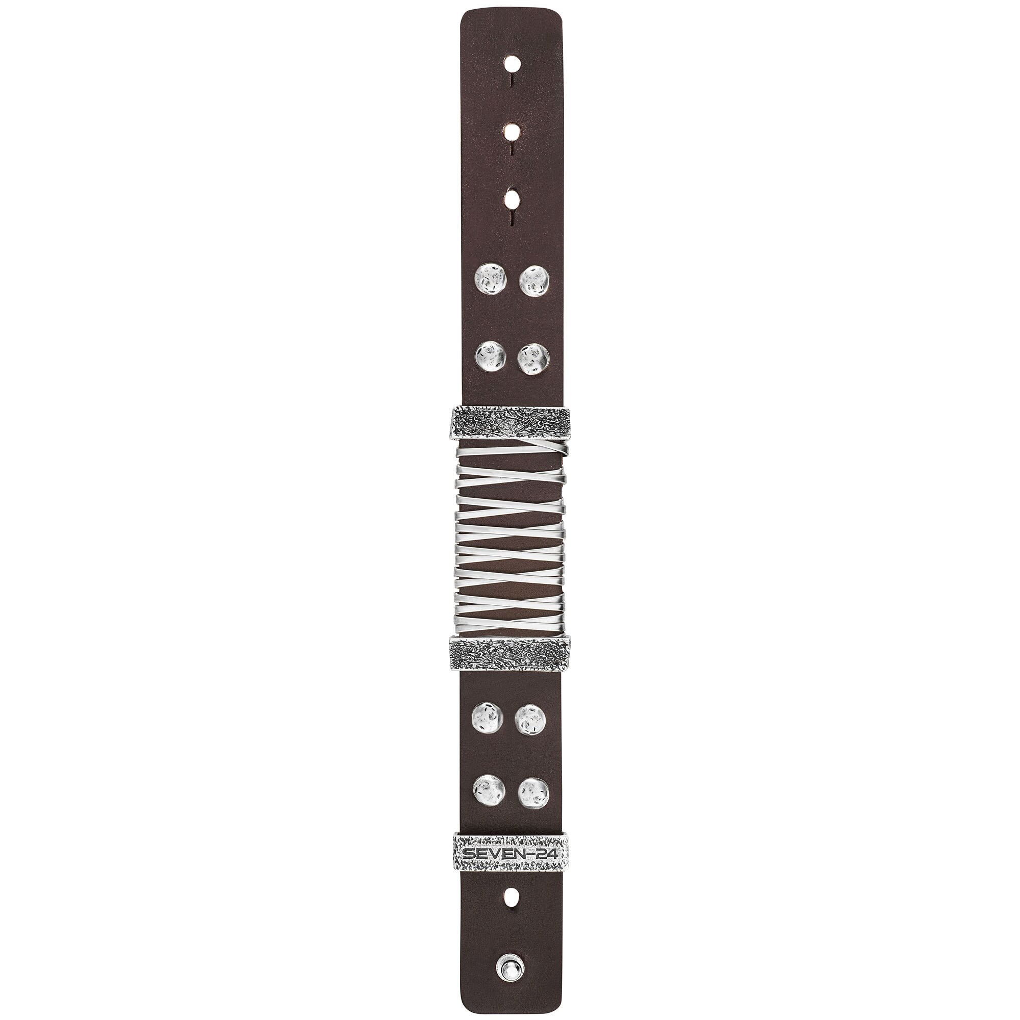 Seven-24 Armband Edelstahl mit braunem Leder