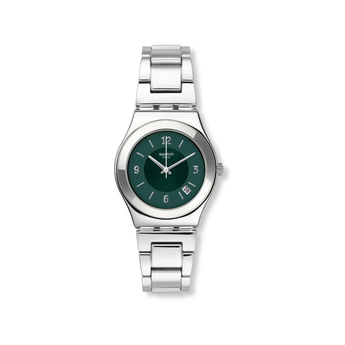 Montre SWATCH Irony Medium Middlesteel femme bracelet acier inoxydable gris