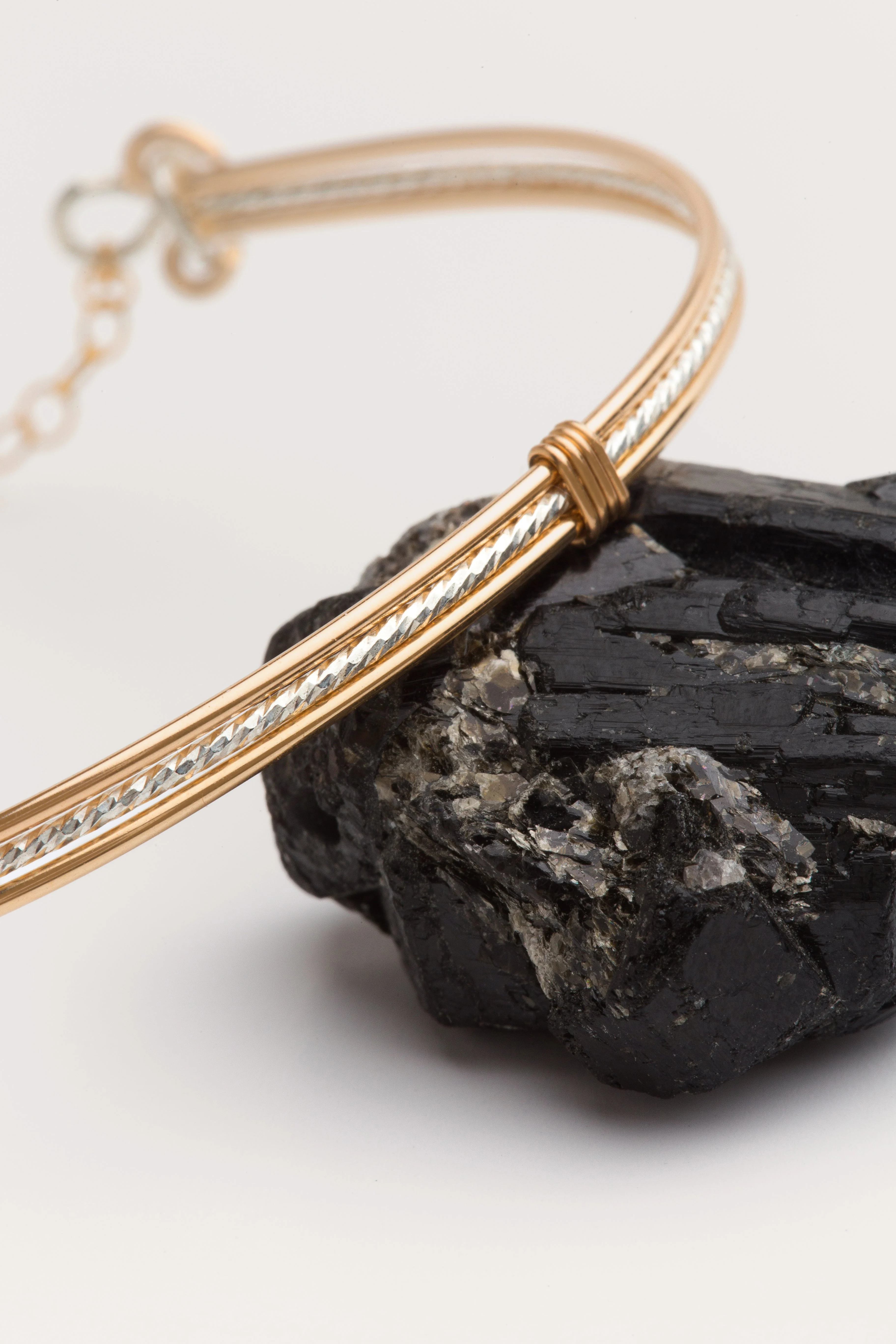 Jonc diamanté bicolore | Doré