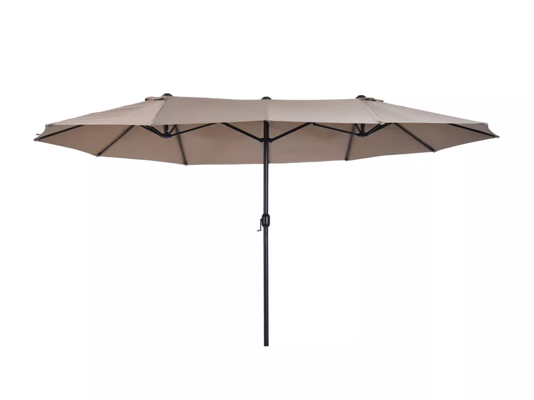 Parasol de jardin XXL parasol grande taille 4,6L x 2,7l x 2,4H m ouverture fermeture manivelle acier polyester haute densité marron