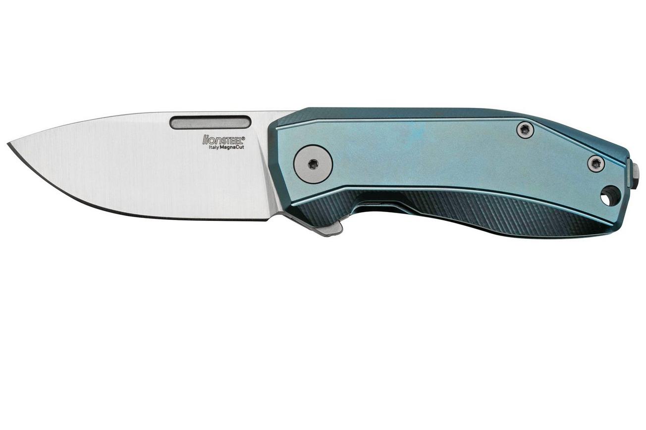 LionSteel Nano, NA01-BL, Frame Lock, Magnacut, Blue Titanium, zakmes