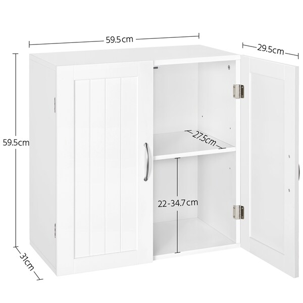 Yaheetech Hängeschrank mit 2 Türen Badschrank Wandschrank Küchenschrank Medizinschrank, Weiß