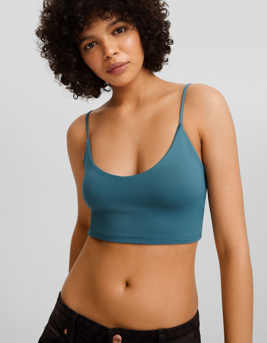Top cropped de alças finas