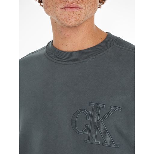 Calvin Klein Jeans Applique Crew Neck Sweatshirt, Endless Grey, XL