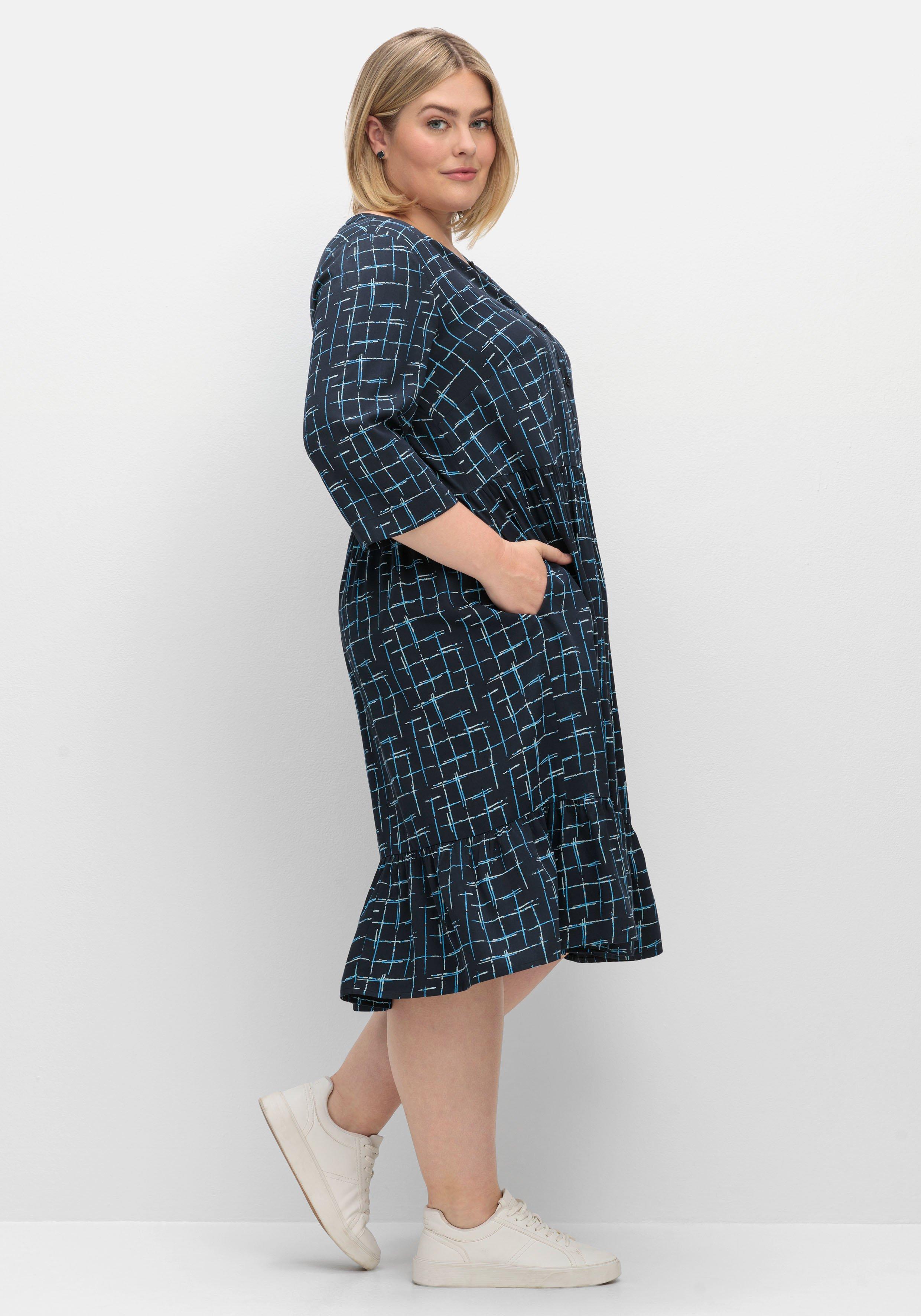 Kleid mit 3/4-Arm und grafischem Alloverprint