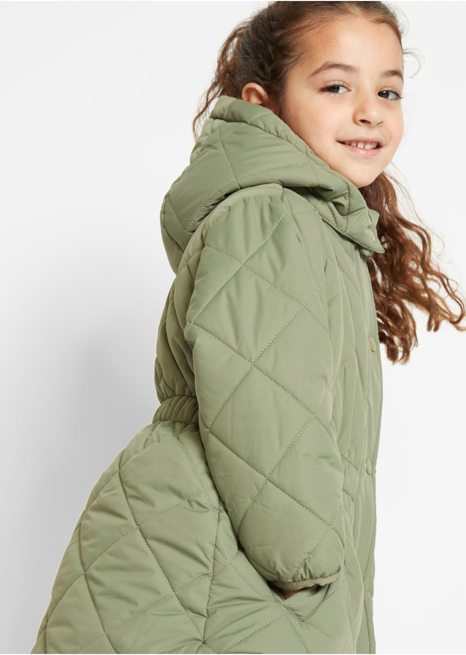 Parka fille avec motif losange matelassé