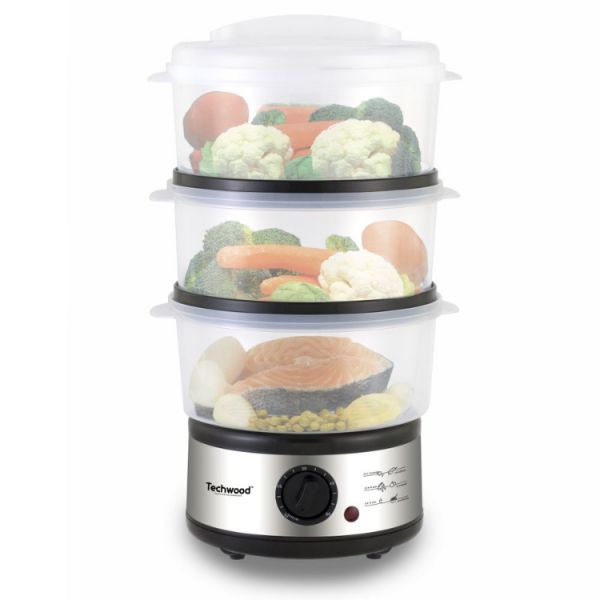 Techwood Cozedor a Vapor Elétrico 500W 7.5L Inox