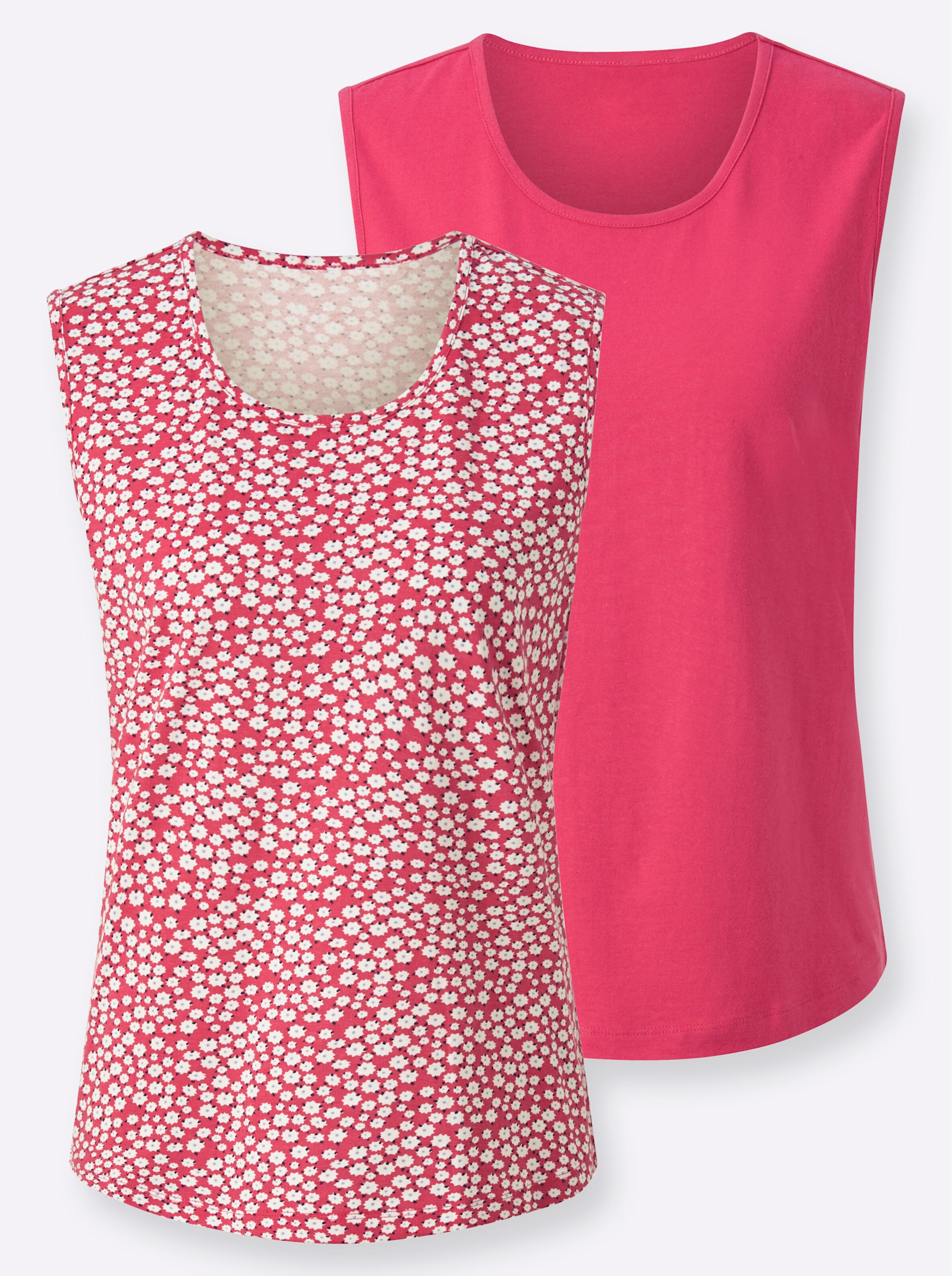 Shirttop in fuchsia + fuchsia-weiß-bedruckt