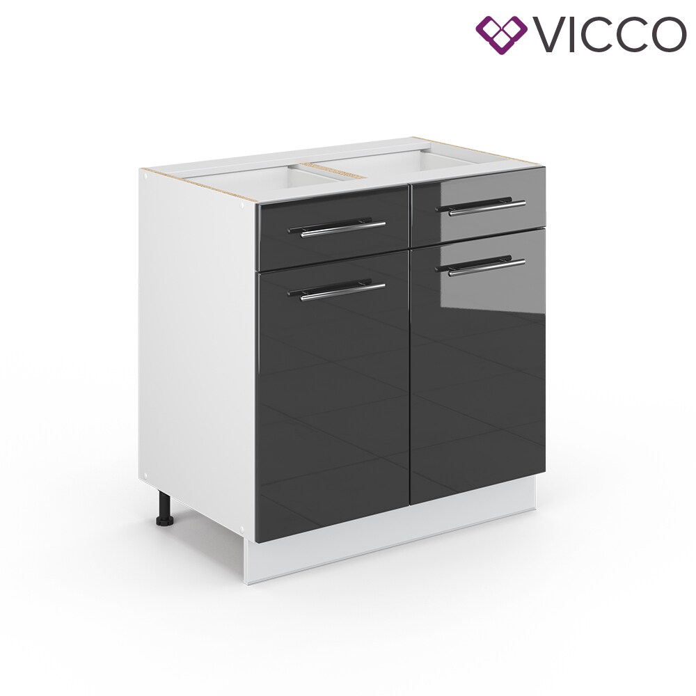 VICCO Schubunterschrank 80 cm Anthrazit Küchenzeile Unterschrank Fame