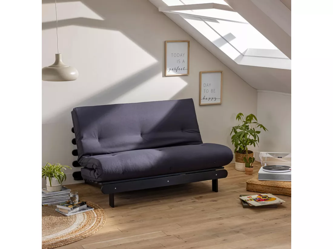 Matelas futon anthracite coeur en latex 160x200