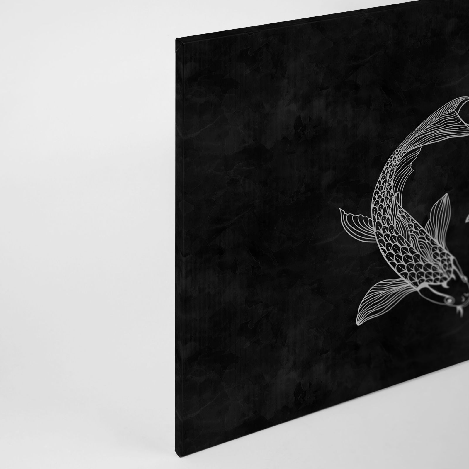 Leinwandbild FISCHE - schwarz-weiß - 90x60 cm