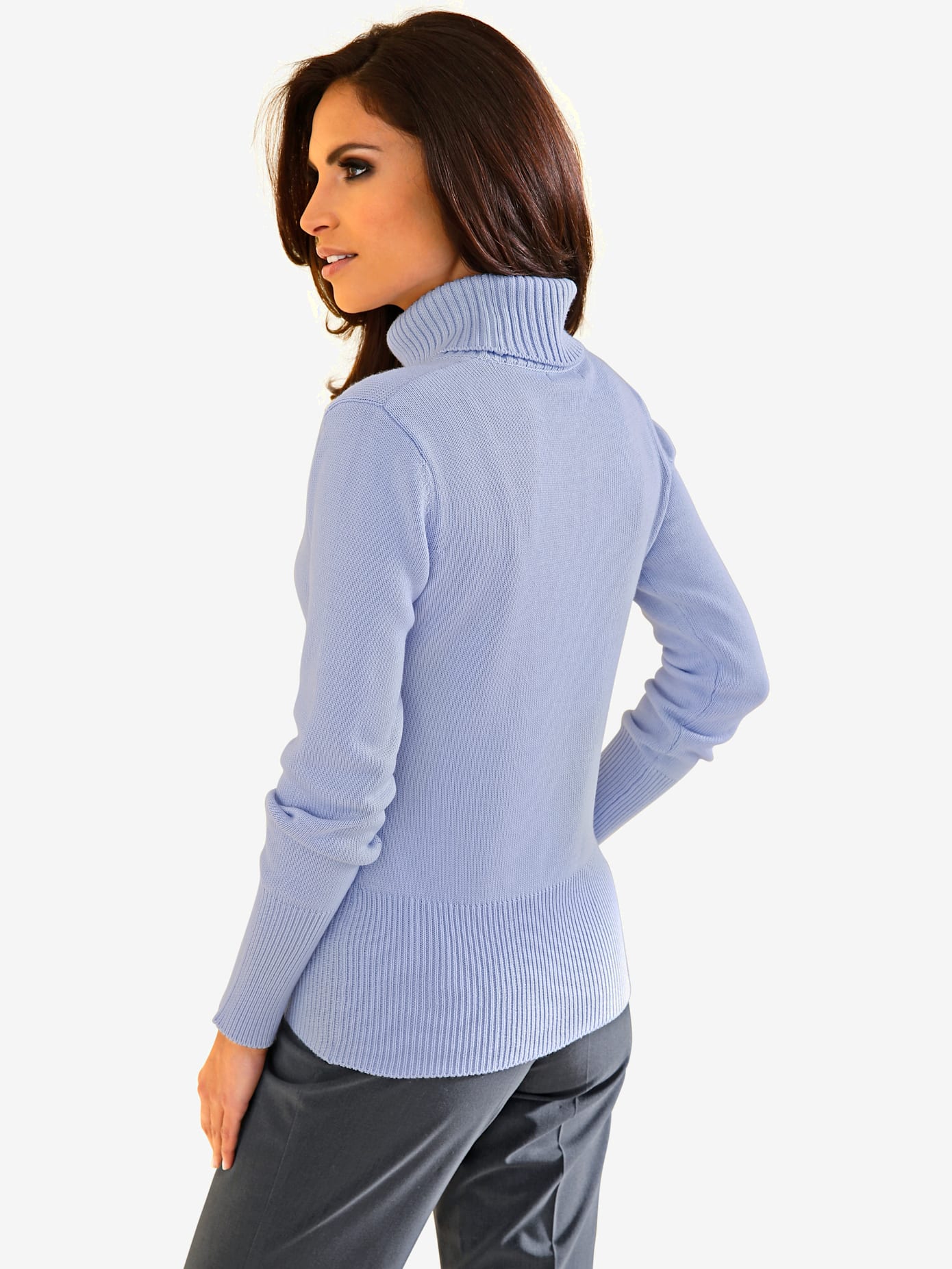 Pull col roulé contenant du cachemire