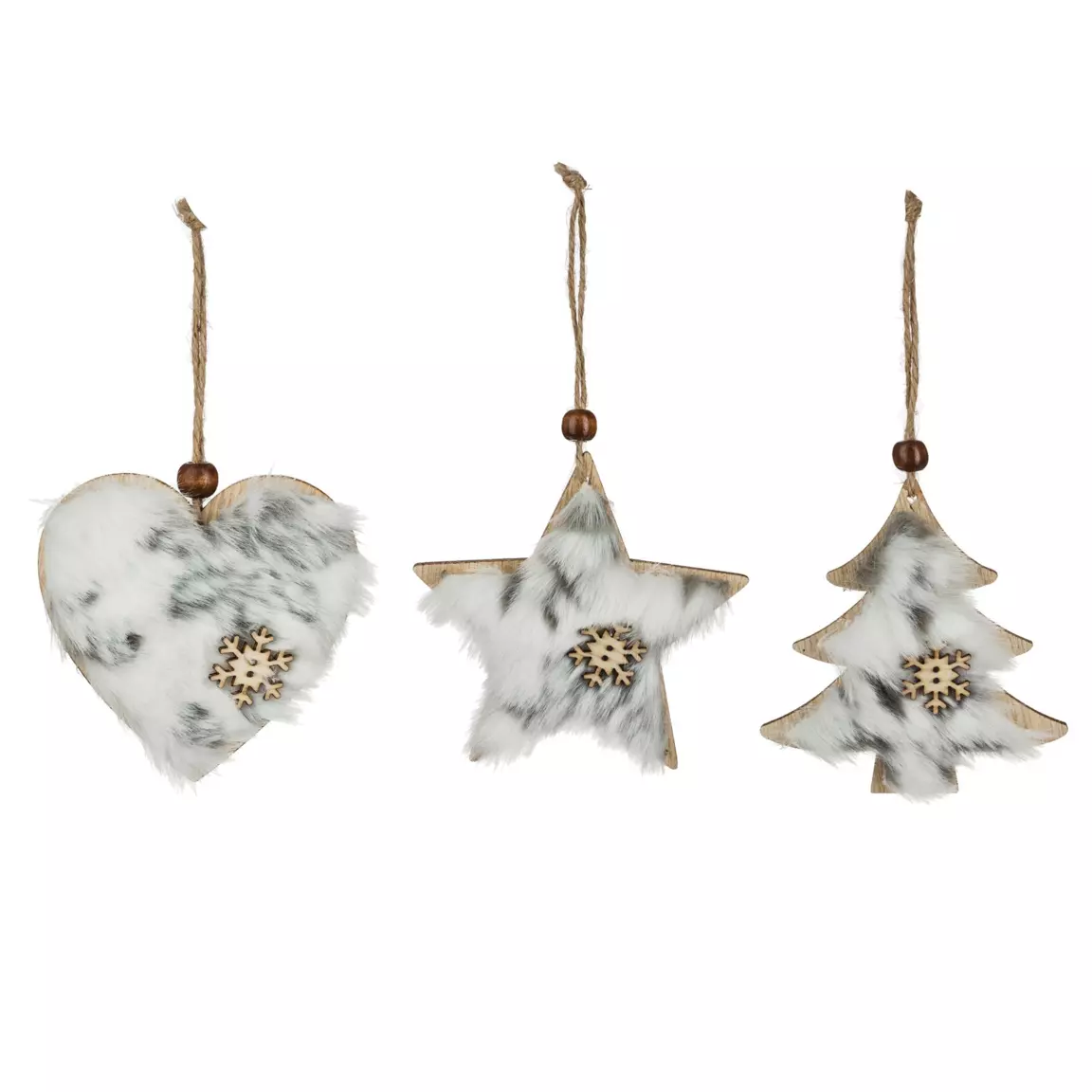 Lot de 3 suspensions de Noël (H7 cm) Flocon Blanc