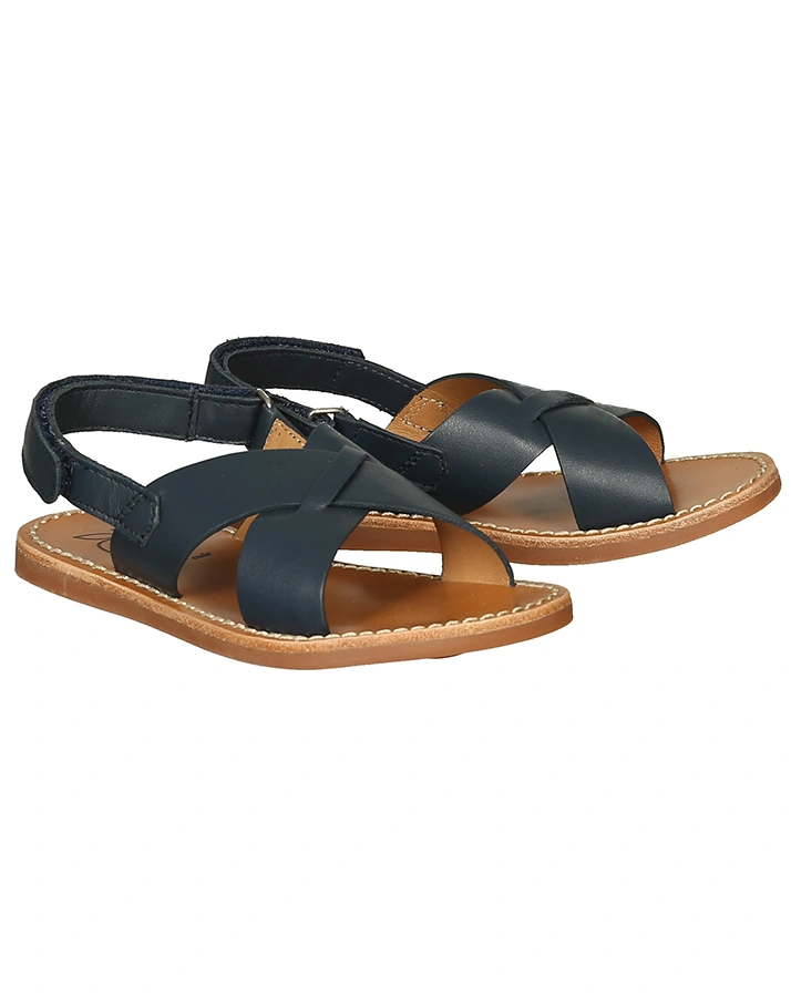 Leder-Sandalen PLAGE STITCH CROSS in marine