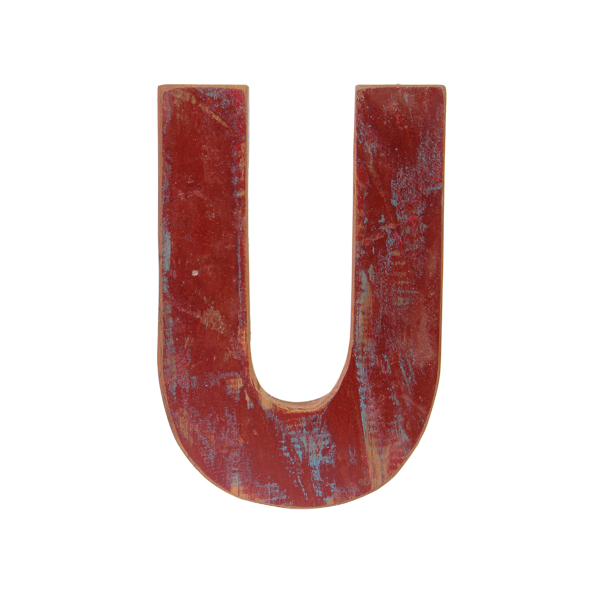 Holzbuchstabe 'U', mehrfarbig, T 2,5 cm, B 13 cm, H 19 cm von fischer's lagerhaus
