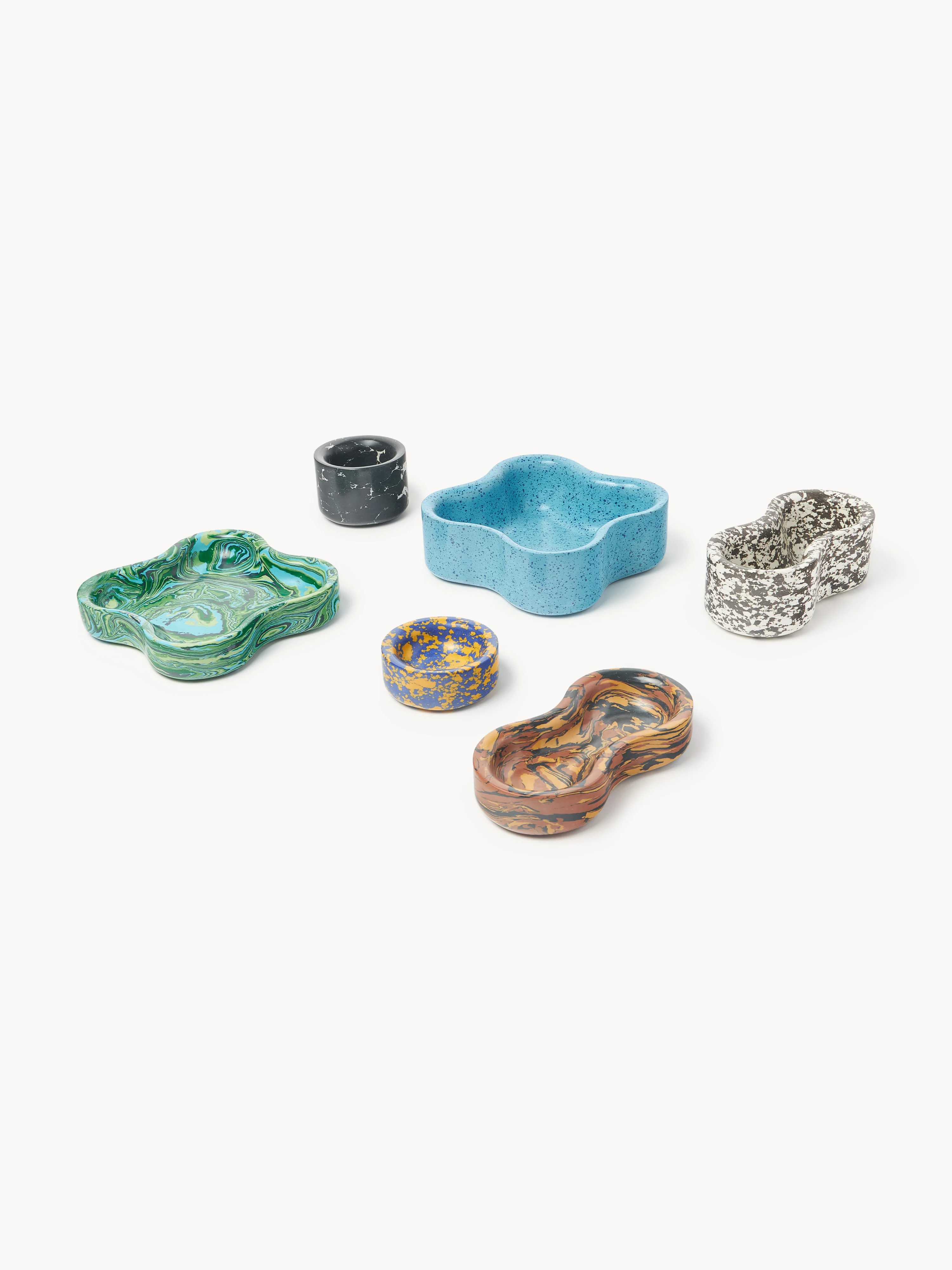 Decoratieve schalen Elara van kunstmarmer, 6-delig
